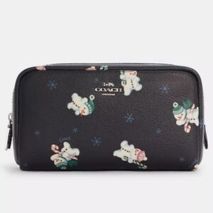 New Coach Cosmetic Case in Snowman & Snowflake Print